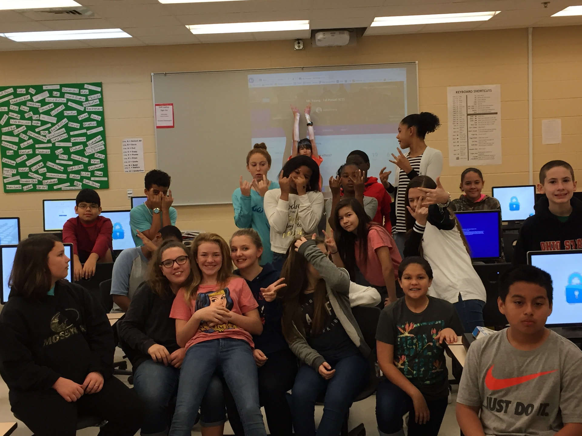 A classroom of students during a technology lesson